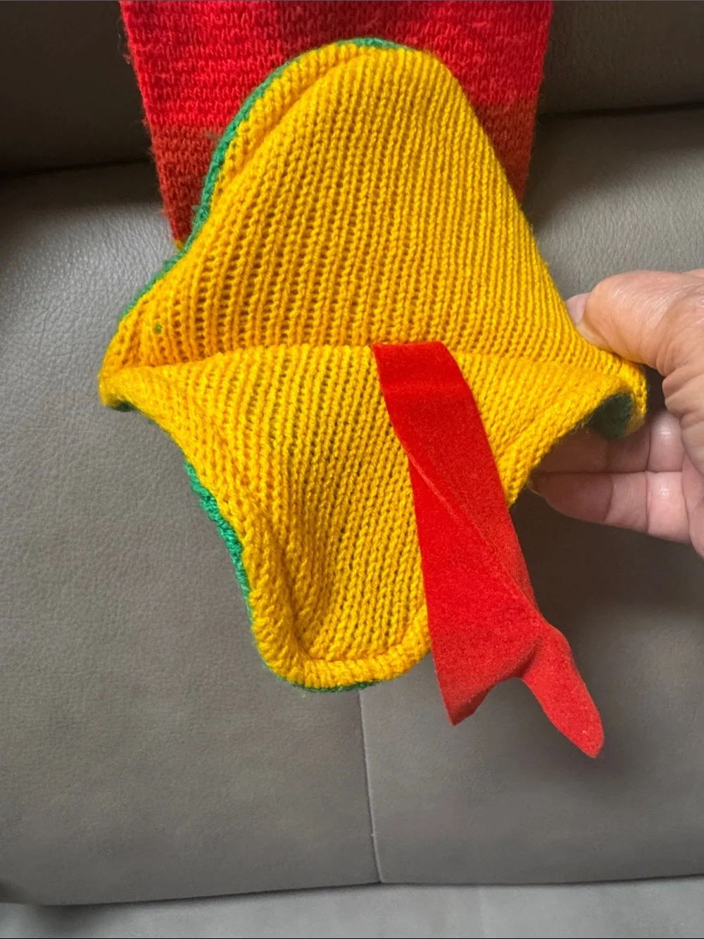 Kids Rainbow  Snake Knit Scarf - Green Multicolor